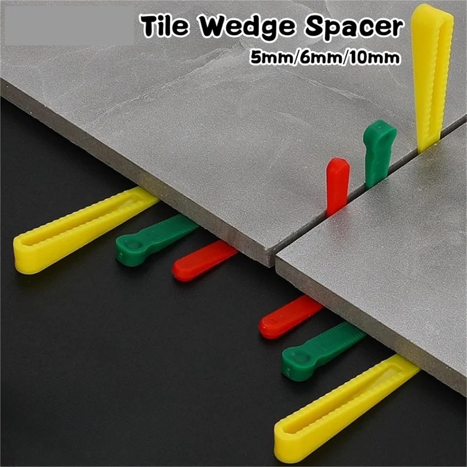 Tile Spacers 500pcs Reusable 5/6/10mm Plastic Tile Wedge Spacer Leveling Clips Floor Locator(Red 5mm)
