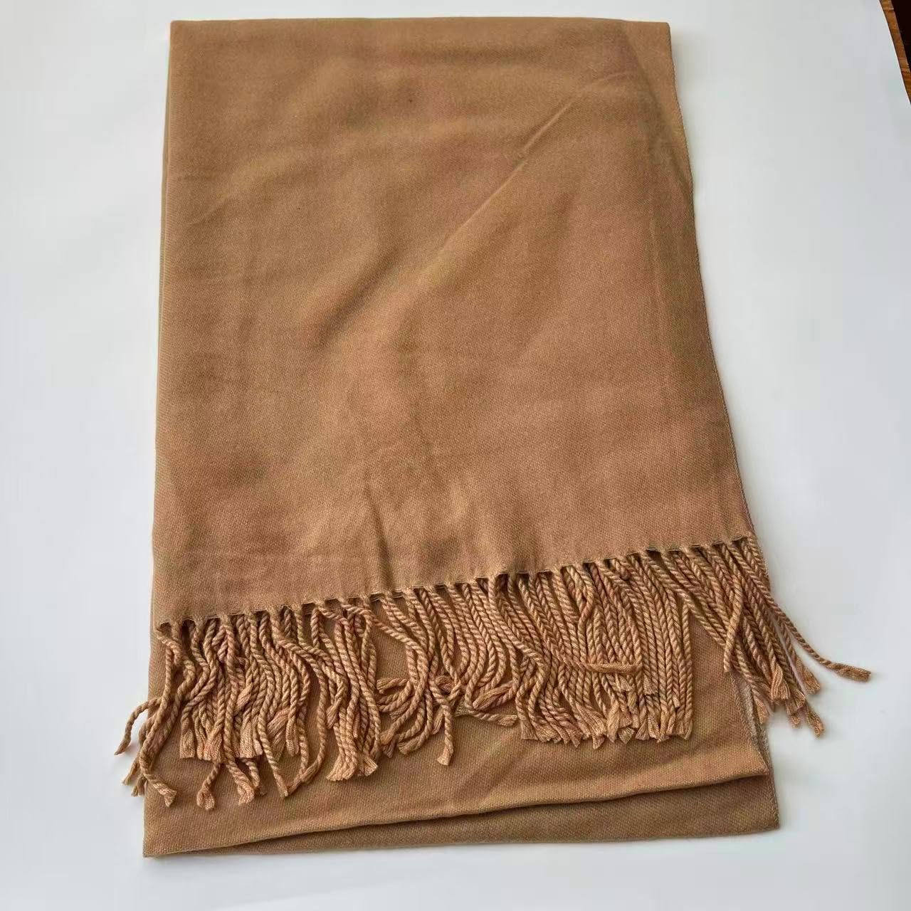 Cashmere Blend Winter Scarf with Fringe, Two-Tone Color Block Design, Soft Warm, Fall Scarf, Shawl Wraps for Women,190 * 63cm