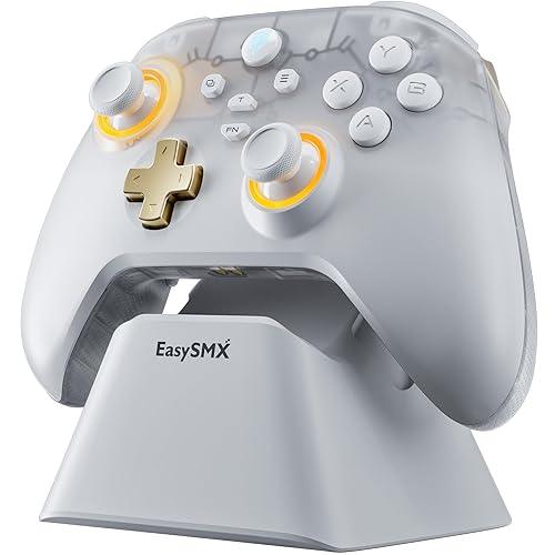 EasySMX D05 PC Controller - Enhanced Wireless Bluetooth Pro Controller with Charging Dock/Hall Sensor/RGB Lighting - No Stick Drift, No Dead Zone -
