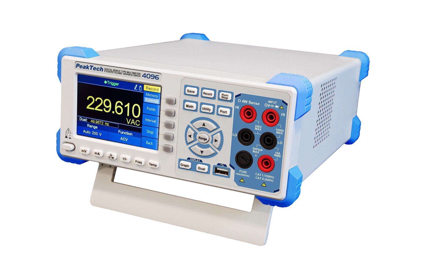 PeakTech P 4096-200000 Counts Grafisches True RMS (bis 100 kHz) Tisch Multimeter mit LAN- & USB-Schnittstelle, RS-232, Digital Multimeter mit 4" TFT-Farbdisplay, 1 Mio. Punkte - Max. 150 Werte/Sek.