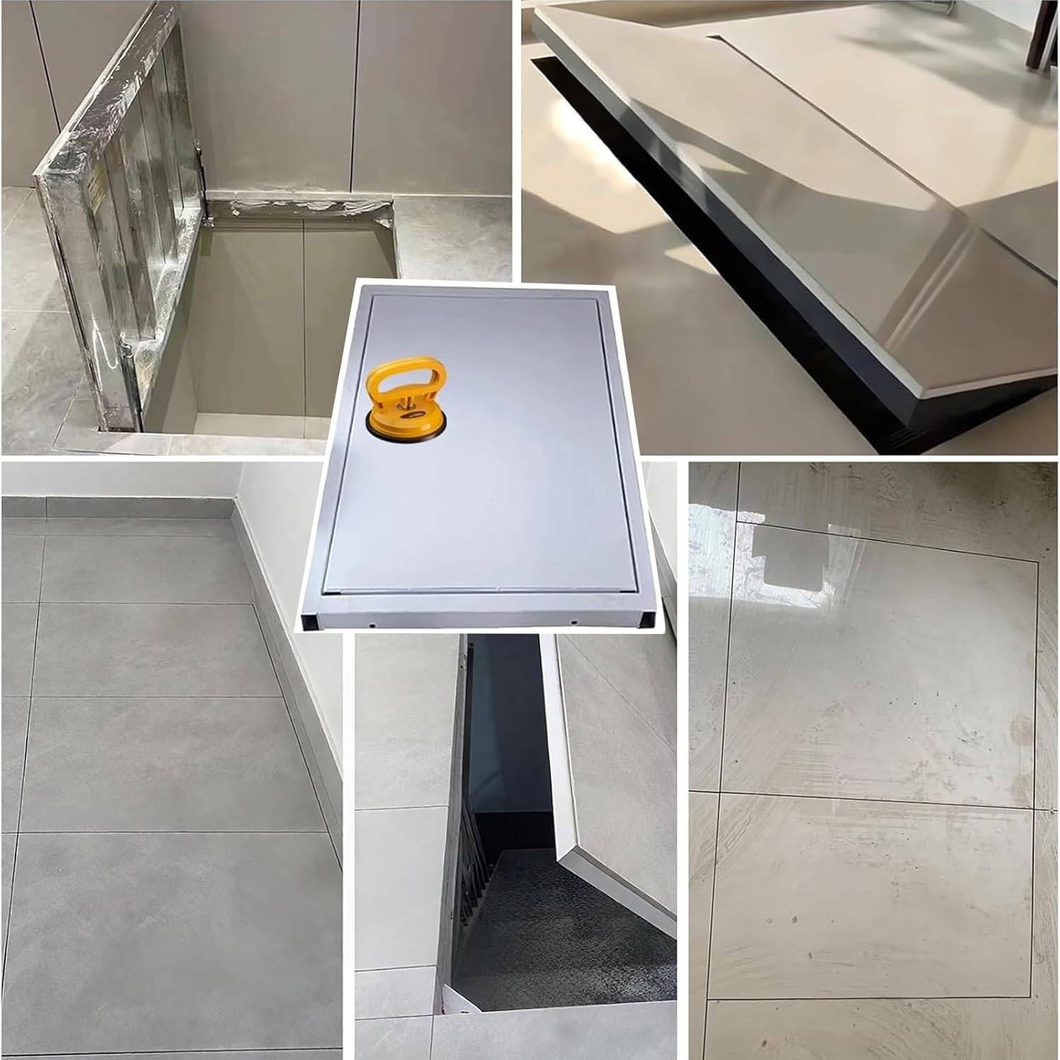 Steel Crawl Space Floor Access Door Exterior, Flush-Mounted Basement Hidden Door for Home Renovation, Manual Cellar Doors Entrance Hatch for Storage/Emergency Escape(LxW 38x24 in)