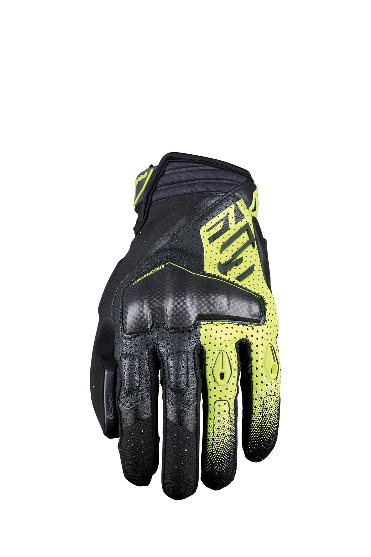 Five Gants Moto Homme RSC Evo - Coque Carbone Véritable Ergo PROTECH® - Paume Cuir de Chèvre Pleine Fleur - Tactiles Touch Screen et Ventilés - Protection Homologuée CE KP1