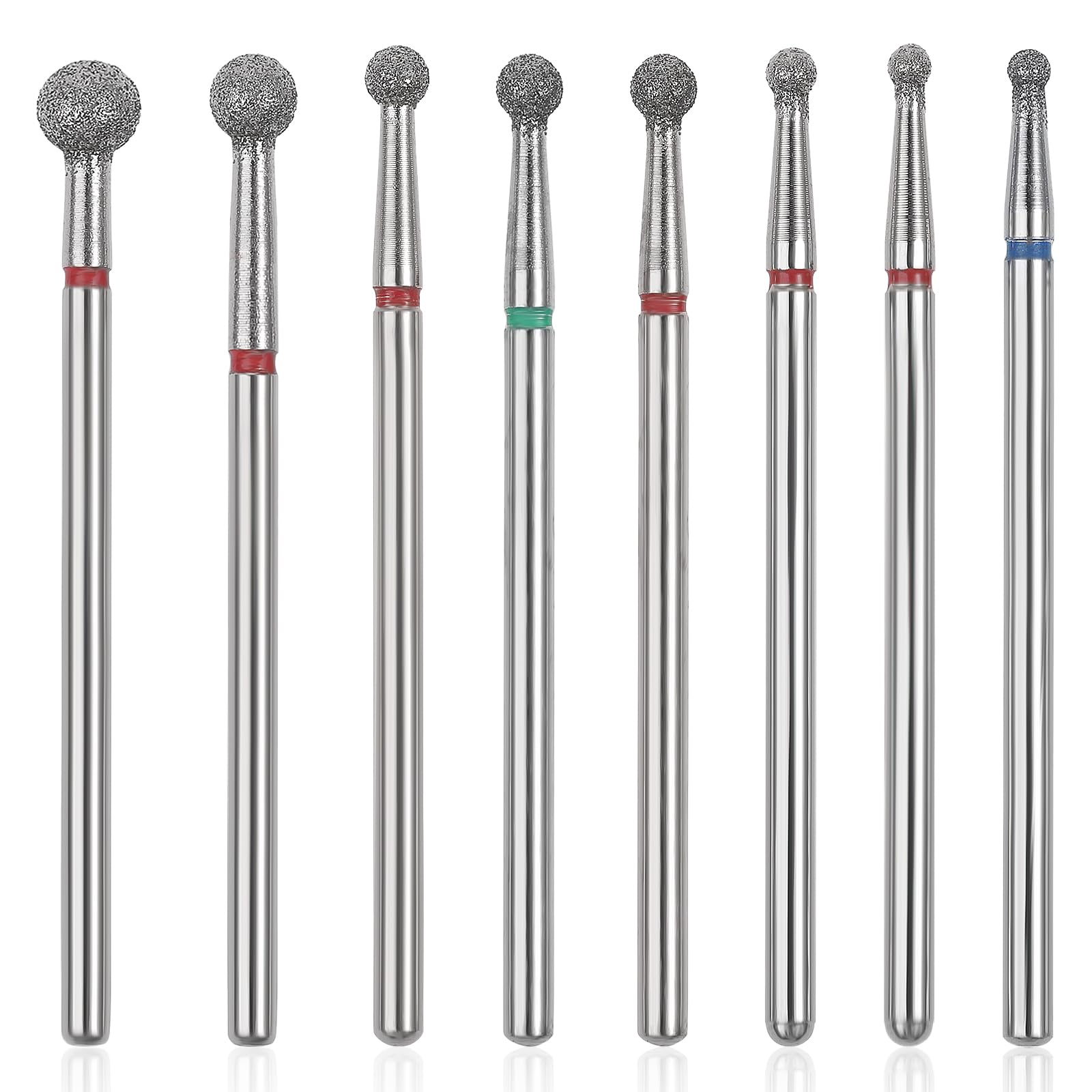 8 Pezzi Punte Fresa Unghie con Testa a Sfera Punte per Unghie 3/32" Punte per Trapano per Pulizia Delle Cuticole Elettriche Sicurezza Professionale Lima per Unghie Gel Strumenti per Lucidatura