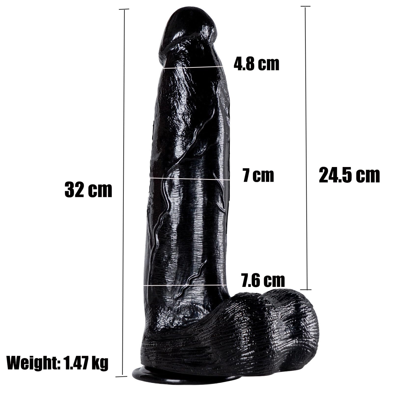 32 cm Consolador XXL Gigante Realista y 7 cm de Ancho Diámetro, Consolador Gigante Negro con Ventosa Fuerte, Juguete Sexual Grueso y Grande para Adultos, Hombres y mujeres