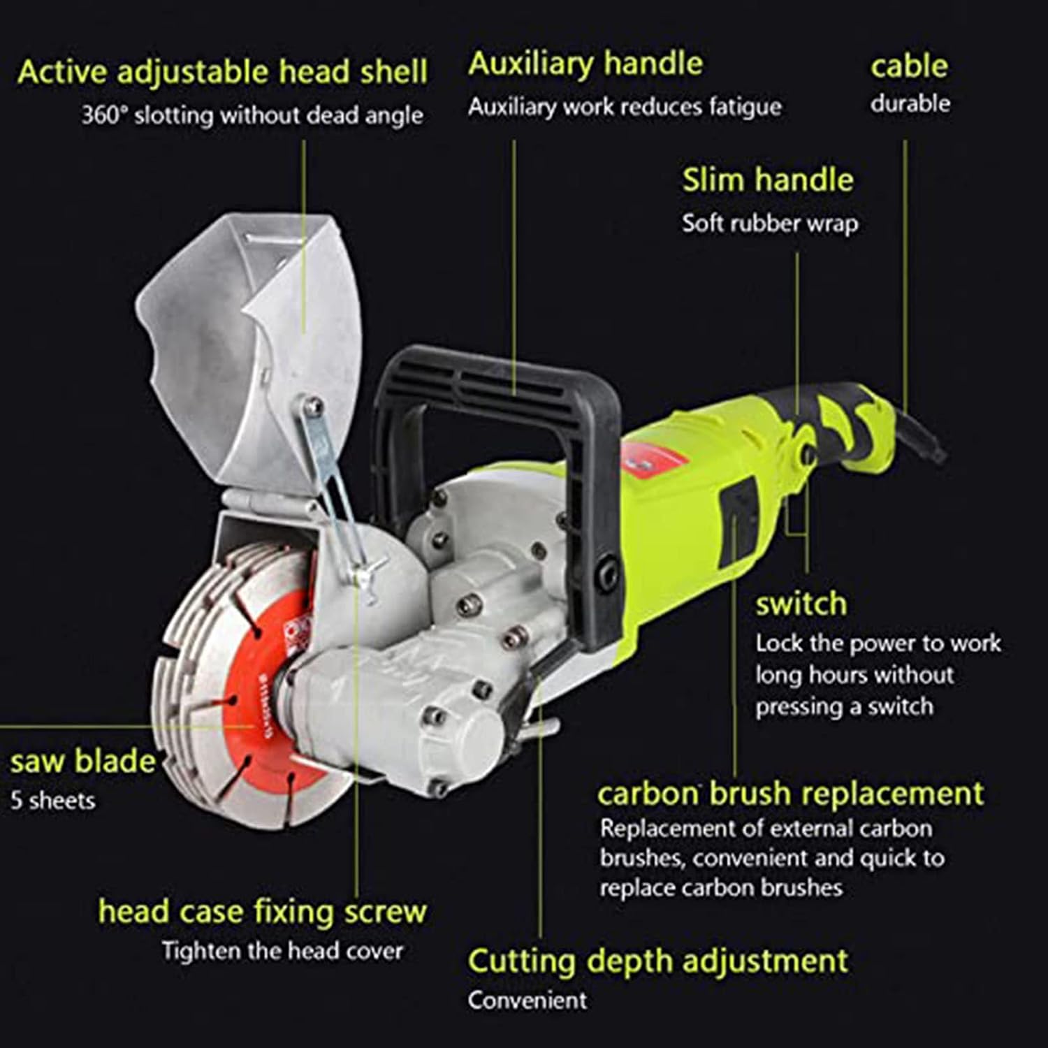 Electric Wall Chaser Grooving Cutters-Powerful Cutting Tool for Grooving and Decoration Tasks in Construction and Hydropower Installations 125Mm,Red-125mm