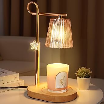 Candle Warmer Lamp with Timer Dimmer, Adjustable Height Wax Warmer Lamp for Jar Candle, Wax Melter House Warming Home Decor, Valentines Birthday Gift for Women Mom Lover Gold- Star