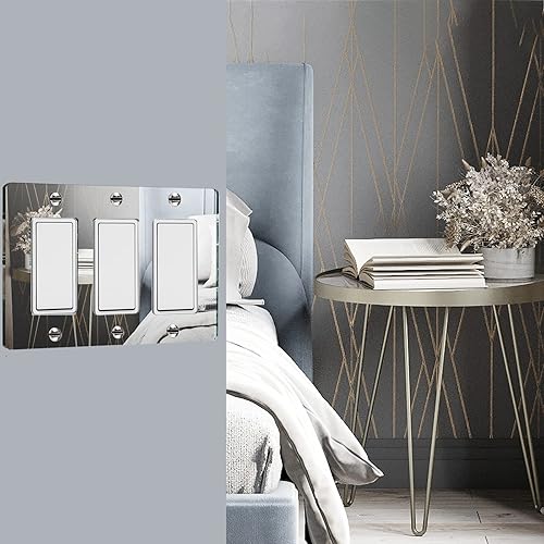 Miniatura 6 de 4 placas de interruptor de acrílico espejadas plateadas para interruptor de luz, placa de pared duradera cubierta de salida decorativa triple rocker