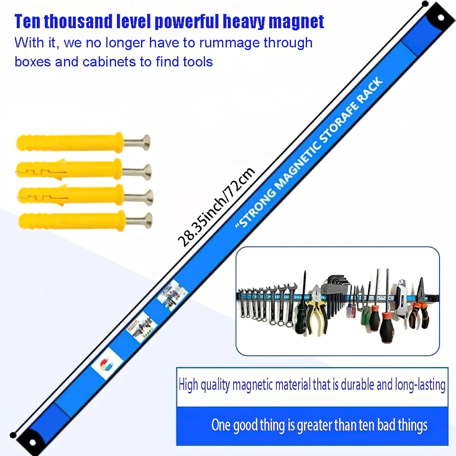 Magnetic Bar Strong Magnetic Tool Storage Rack Kitchen Cutting Tools Magnet Stone Magnetic Knife Holder Hardware Tool Storage Magnetic Bar Multifunctional Artifact Long Strip Magnet (28.3inch)