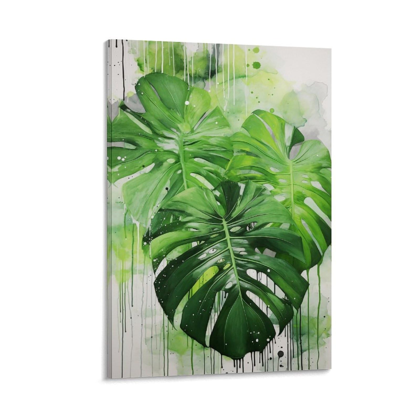 GMUKIFFY Farmhouse Leaves Painting on Canvas Wall Art Natural Tropical Wild Plants Stretched And Framed Canvas Prints Artwork for Home Decorations Ready to Hang Wall Decor 20x30inch(50x75cm)