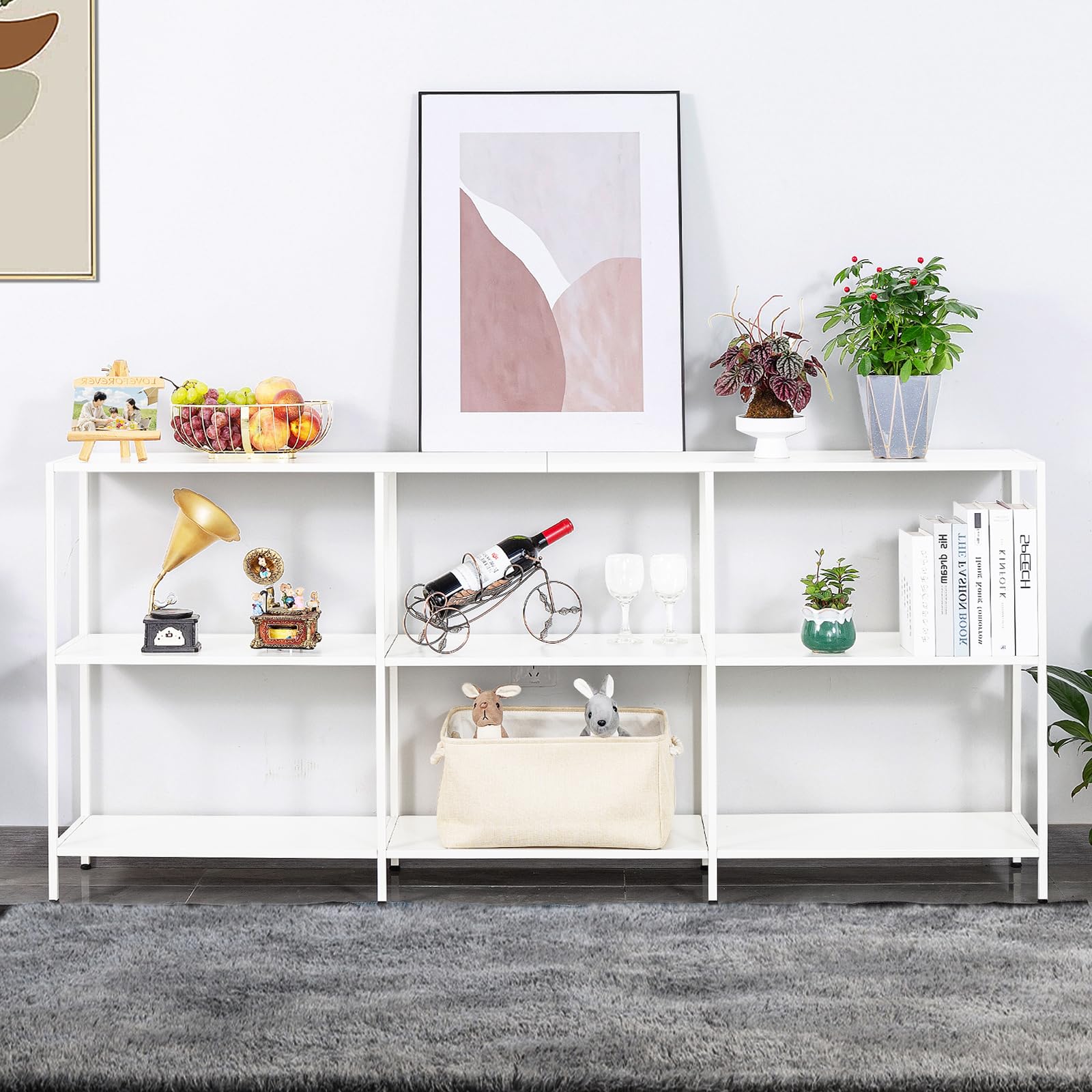 DCLRN Console Table,Sofa Table Entrance Table Narrow Long with Storage for Entryway,Hallway,Behind Couch,Living Room,Bar,Kitchen (White, 70 Inch)