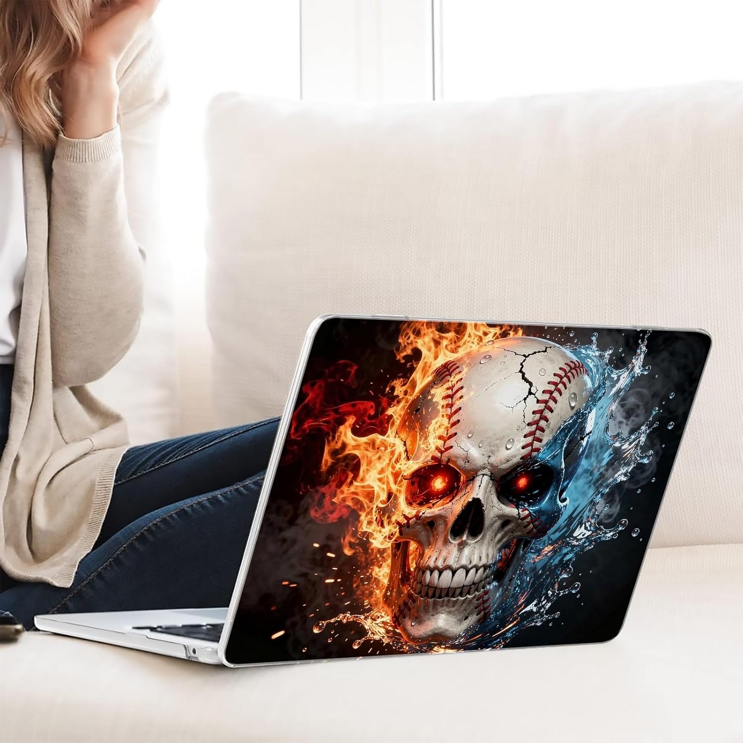 Compatible with MacBook Neo 13-inch, Hard Shell Case with Keyboard Cover and Screen Protector (A3404 A18 Pro chip, 2026 Release) - Baseball Skull MC21857