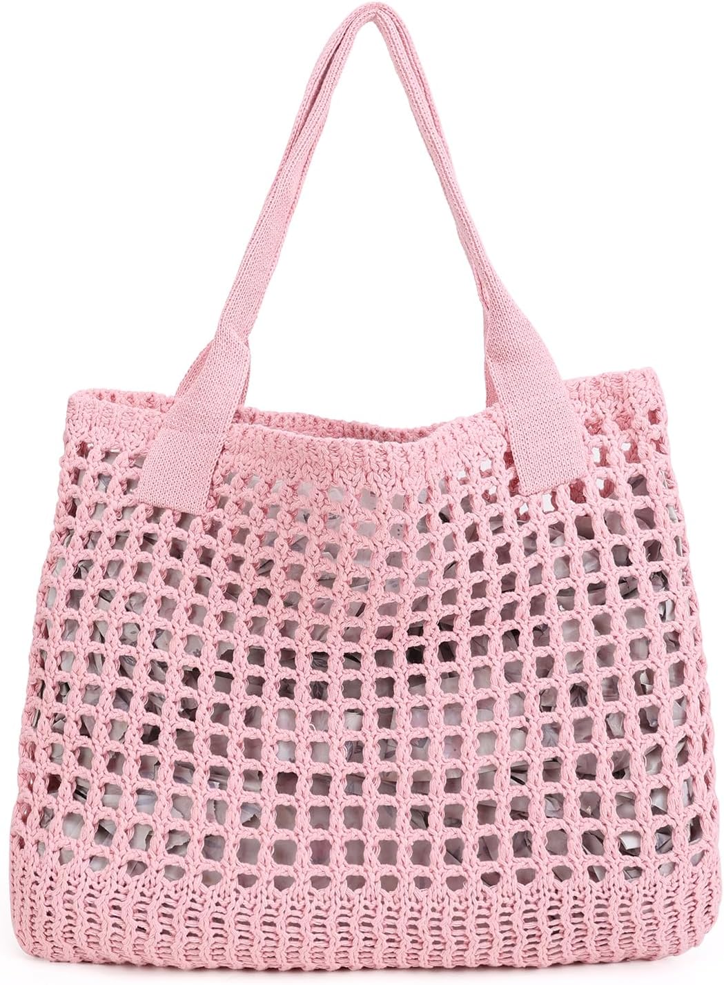 ENBEI Women Crochet Beach Tote Bag, Knit Washable Summer Handbag for Travel