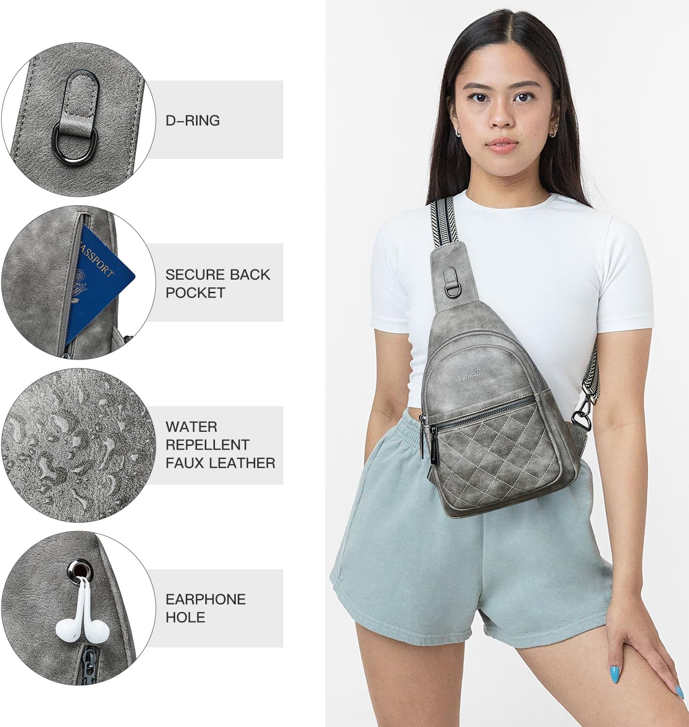 Sling Bag For Women Fanny Pack Crossbody Travel Shoulder Belt Bags Tote Backpack Purse Faux Leather - Image 5