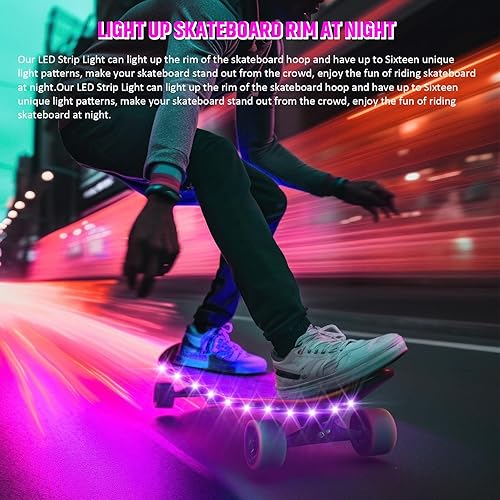 Miniatura 2 de Versión de carga USB mejorada luz LED para patineta, luz de borde de patineta con control remoto, 16 cambios de color, libre de cambios de baterías,