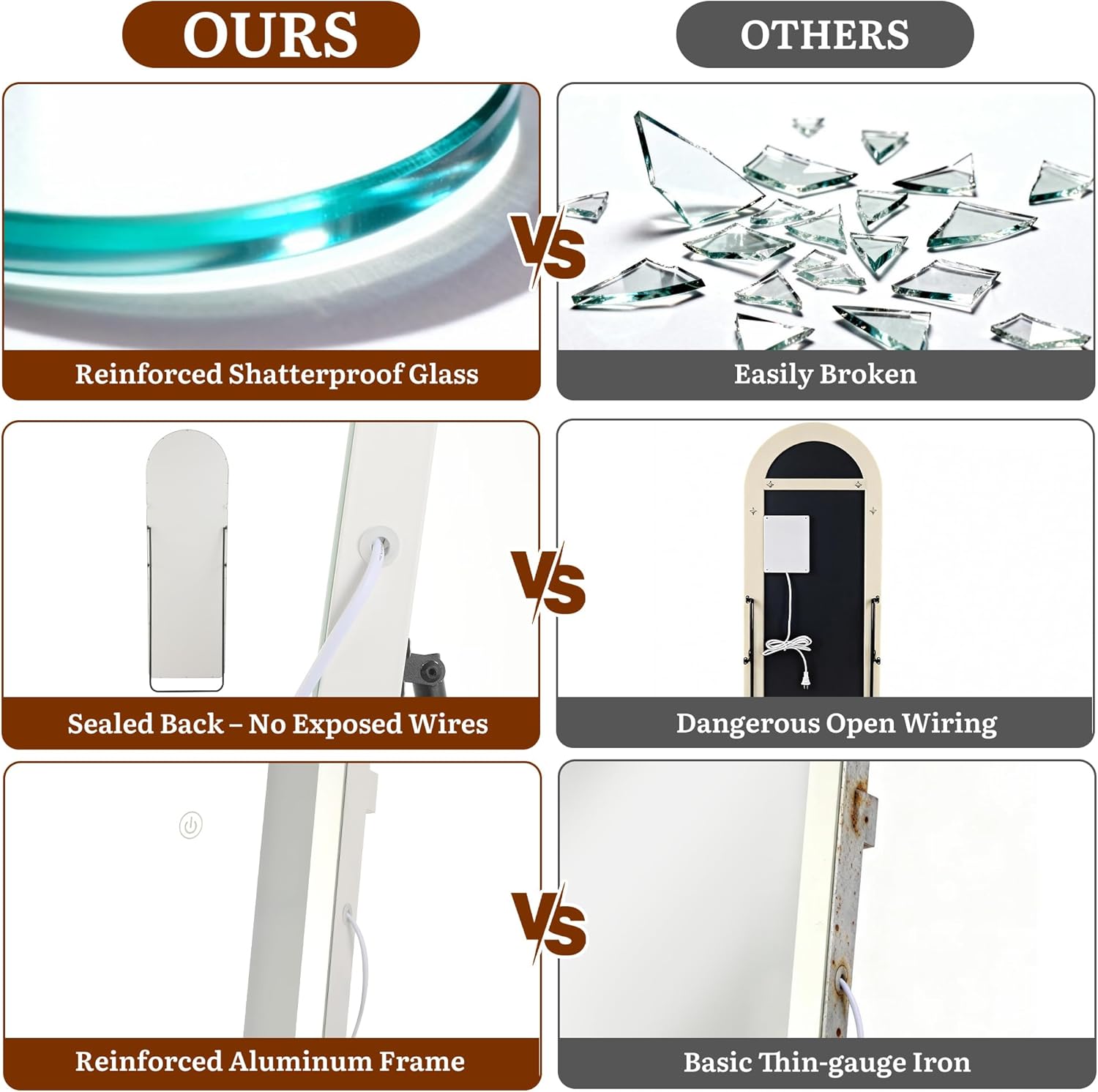 63"×20" Arched Hollywood Full Length Mirror, Standing/Leaning/Hanging Full Body Mirror with 19 Surrounding Lighted Bulbs, Floor Mirror with 3-Mode LED Lights for Bedroom and Living Room