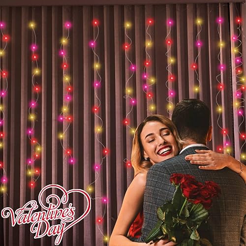 Miniatura 6 de Paquete de 3 guirnaldas de luces para el día de San Valentín, total de 150 luces LED de 49.2 pies, alambre de cobre para el día de San Valentín,