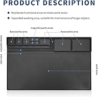 Vista 3 de HengTianMei -203 Alfombrilla de trabajo de reparación magnética negra resistente al calor, alfombrilla de soldadura de silicona grande que amplía