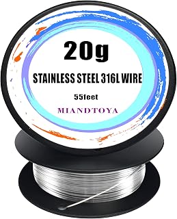 Stainless Steel 316L Wire, 20G Gauge 55Feet Soft DIY Hand Tool Metal Resistance Round Thin Spool Handmade for Crafts Bailing Sculpting Jewelry Making Findings Floral Beading Trapping