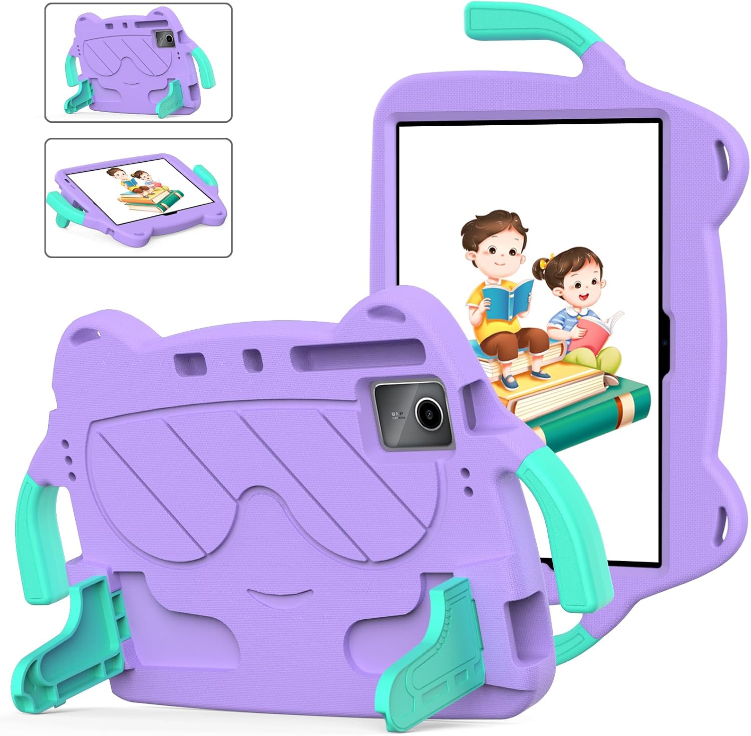 for Onn 11" Tablet Pro Model:100110027 (2023) Kids Case,Lightweight EVA+PC Kid Friendly Shockproof Stand Protective Case, with Handle + Shoulder Strap(Purple)