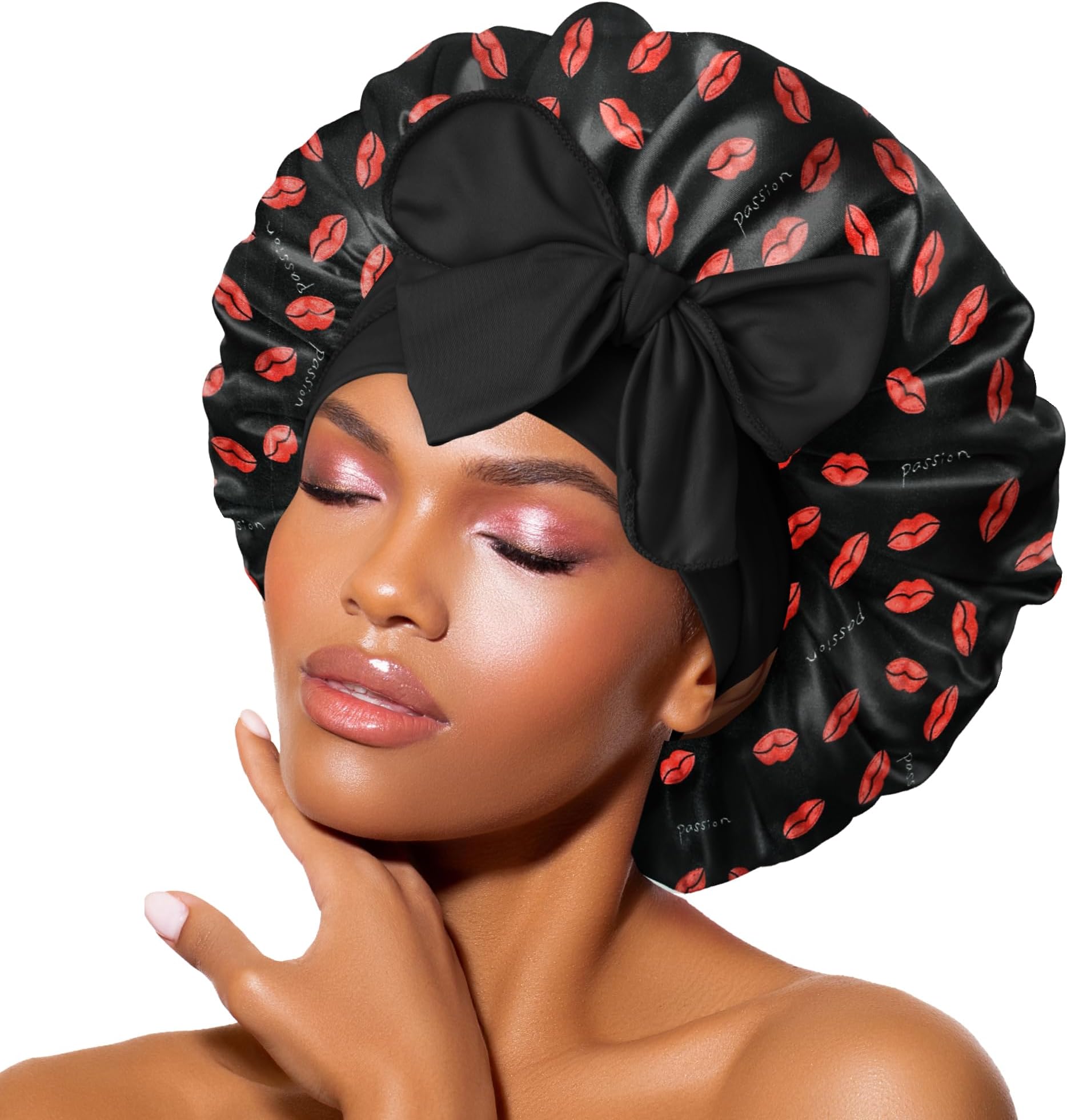 Silk Bonnet Satin Bonnet Hair Bonnet for Sleeping Braid Bonnet, Ptn #01, M