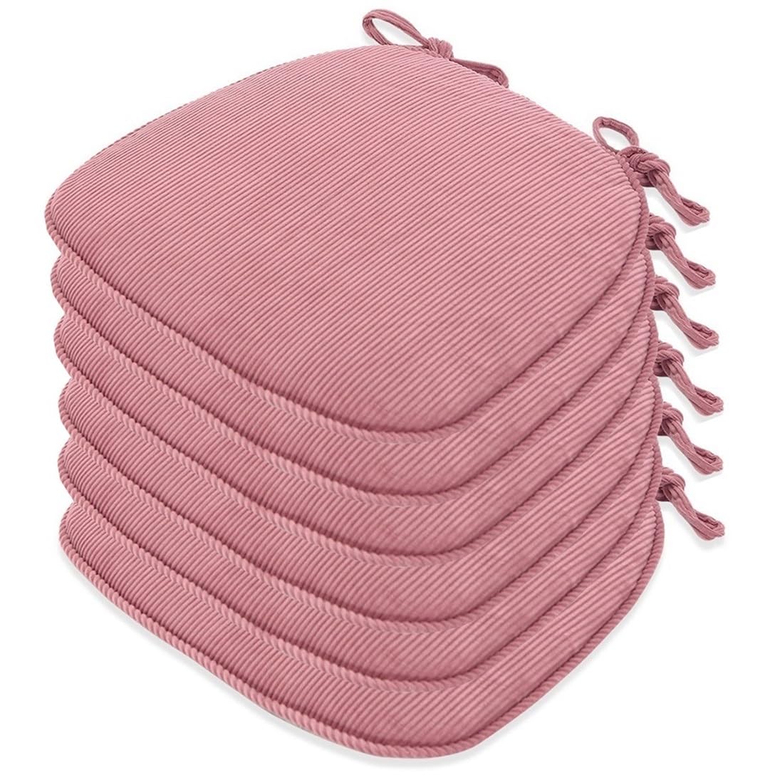 2/4/6/8 paquetes de cojines para silla de comedor en forma de U, almohadillas antideslizantes para silla de cocina y cojín para asiento de comedor con funda lavable a máquina) (rosa 41 x 43 cm (6 paqu