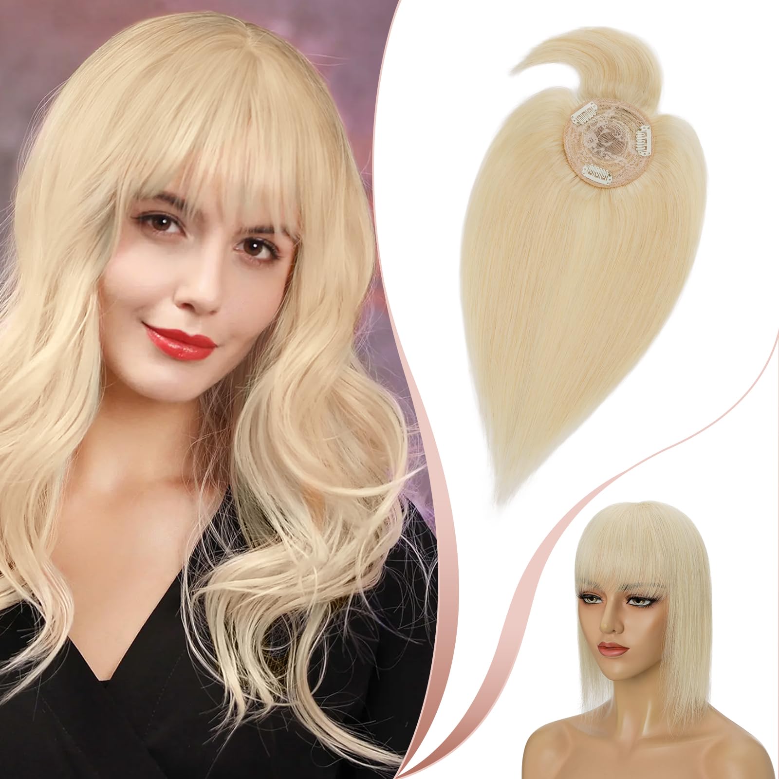 Elailite Hair Toppers for Thinning Hair Women Real Hair with Bangs