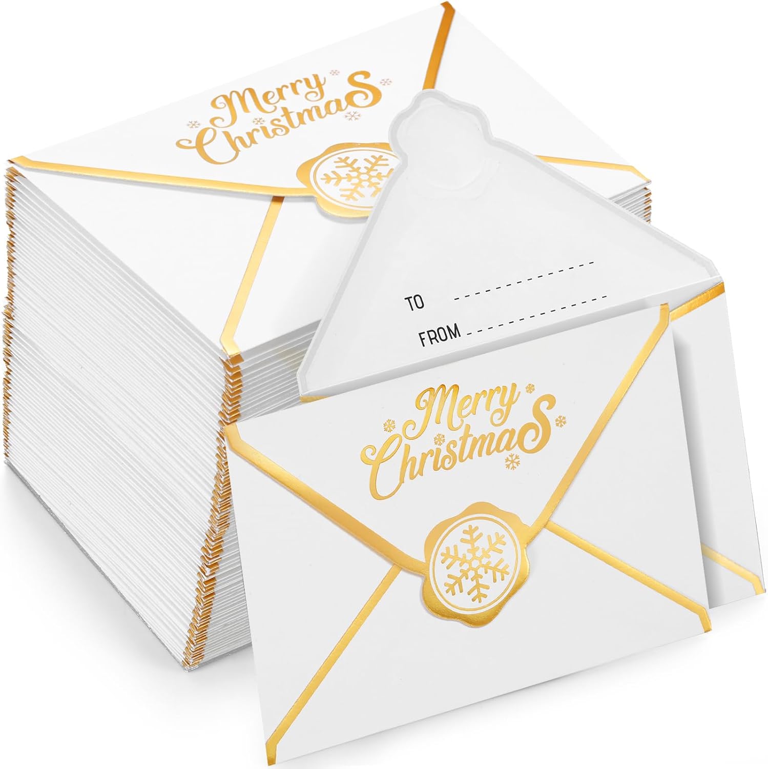 50 Pcs Merry Christmas Gift Card Envelopes Bulk Mini