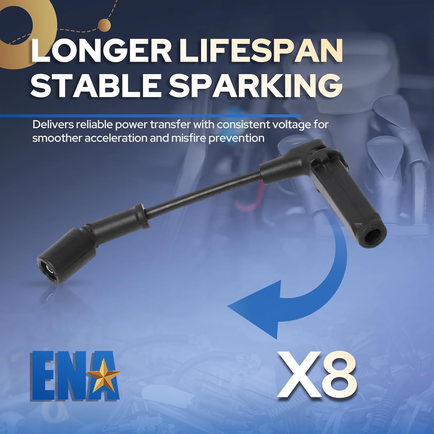 ENA Spark Plug Wires Set Compatible with Buick Cadillac Chevrolet GMC Isuzu Impala Express Silverado Tahoe Savana Sierra SSR Yukon Trailblazer Corvette CTS V8 LS Truck Replacement for 9748RR 19297032