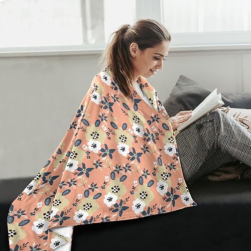 Miniatura 6 de KLL Cute Flowers on Pink Background Plush Blanket, Warm Microfiber Throws for Bed, Bedroom, Sofa, Holiday Blanket 60x90 Inches Plush Blanket