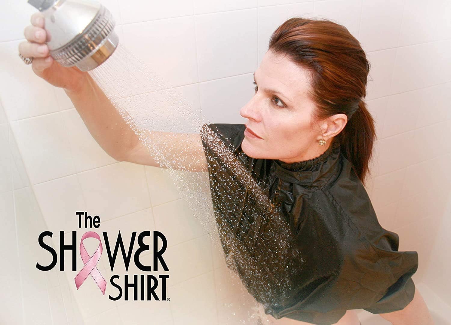 Shower Shirt Water-Resistant Garment Upper Body Coverage – Reusable Post Surgery Waterproof Chest & Shoulder Shower Cover for Bandages, Tubes, Drains, Catheters, Ports, Surgical Sites - Black, L/XL