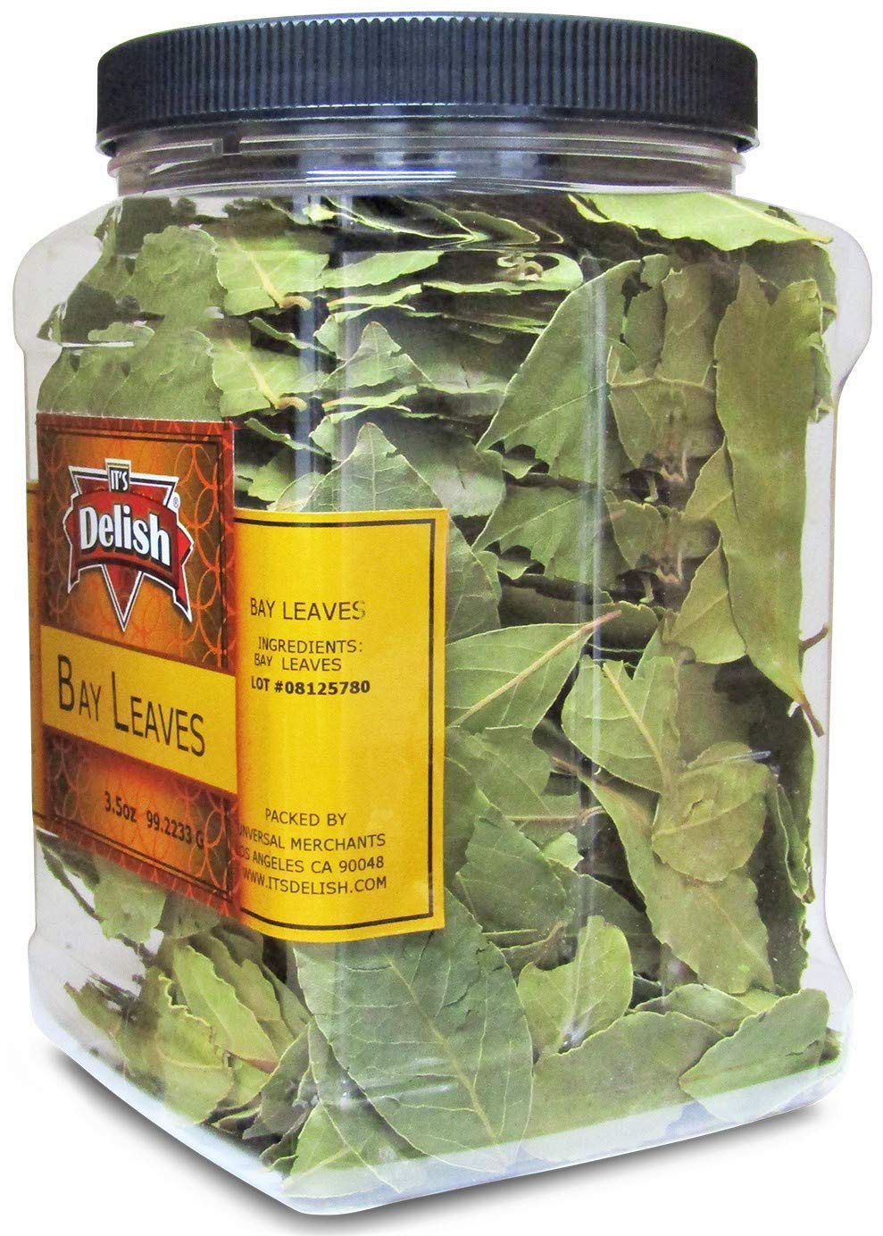 Gourmet Dried Whole Bay Leaves by Its Delish – 3.5 OZ Jumbo Reusable Container – Natural Bay Leaf Dried Herb Spices – Great for Cooking & Baking