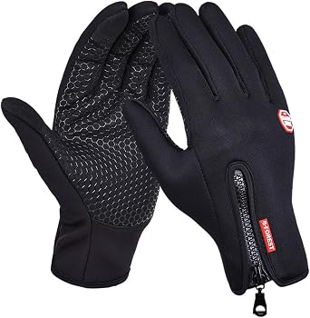 Elonglin Unisex Sports Cycling Gloves Winter Warm Touch Screen Fleece Windproof Black Honeycomb XL