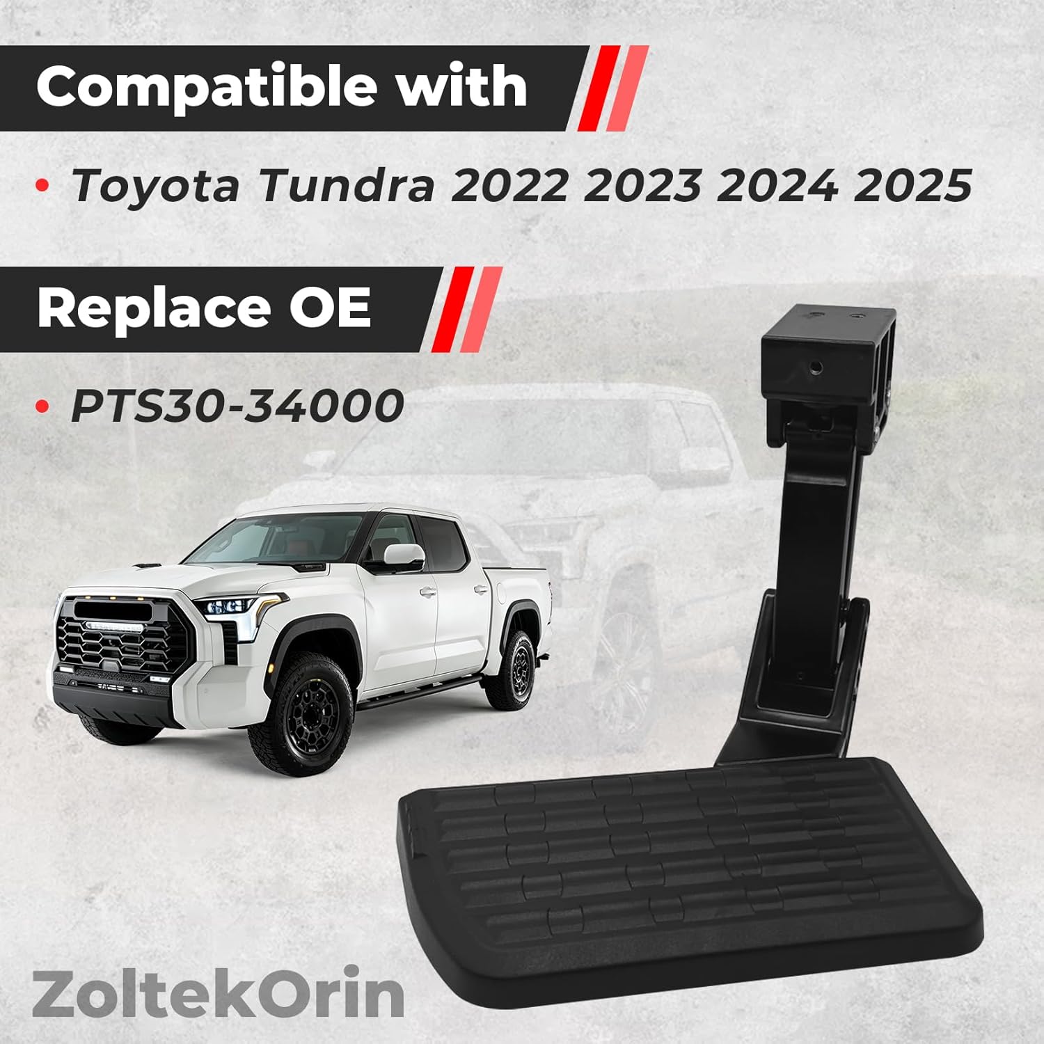 Rear Bed Step Tailgate Bedstep Compatible with Toyota Tundra 2022 2023 2024 2025 Retractable Bumper Rear Step Folding Truck Bedstep Replace PTS30-34000