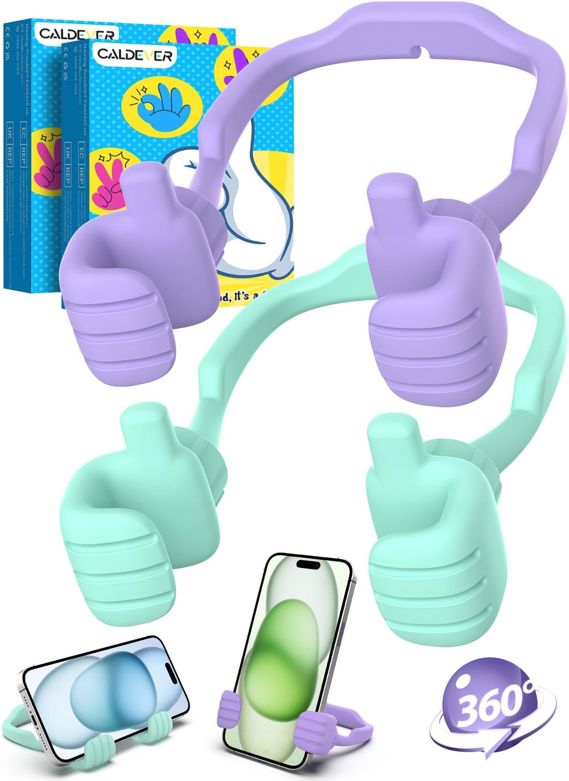 Gifts for Mothers Day Teens Girls Kids Cell Phone Stand: UPGRADE Adjustable Thumbs Up Lazy Phone Holder for Desk Fun Gadget Stocking Stuffers Teenager Tween Boys Adult Wife Women Mom Gift Trendy Stuff