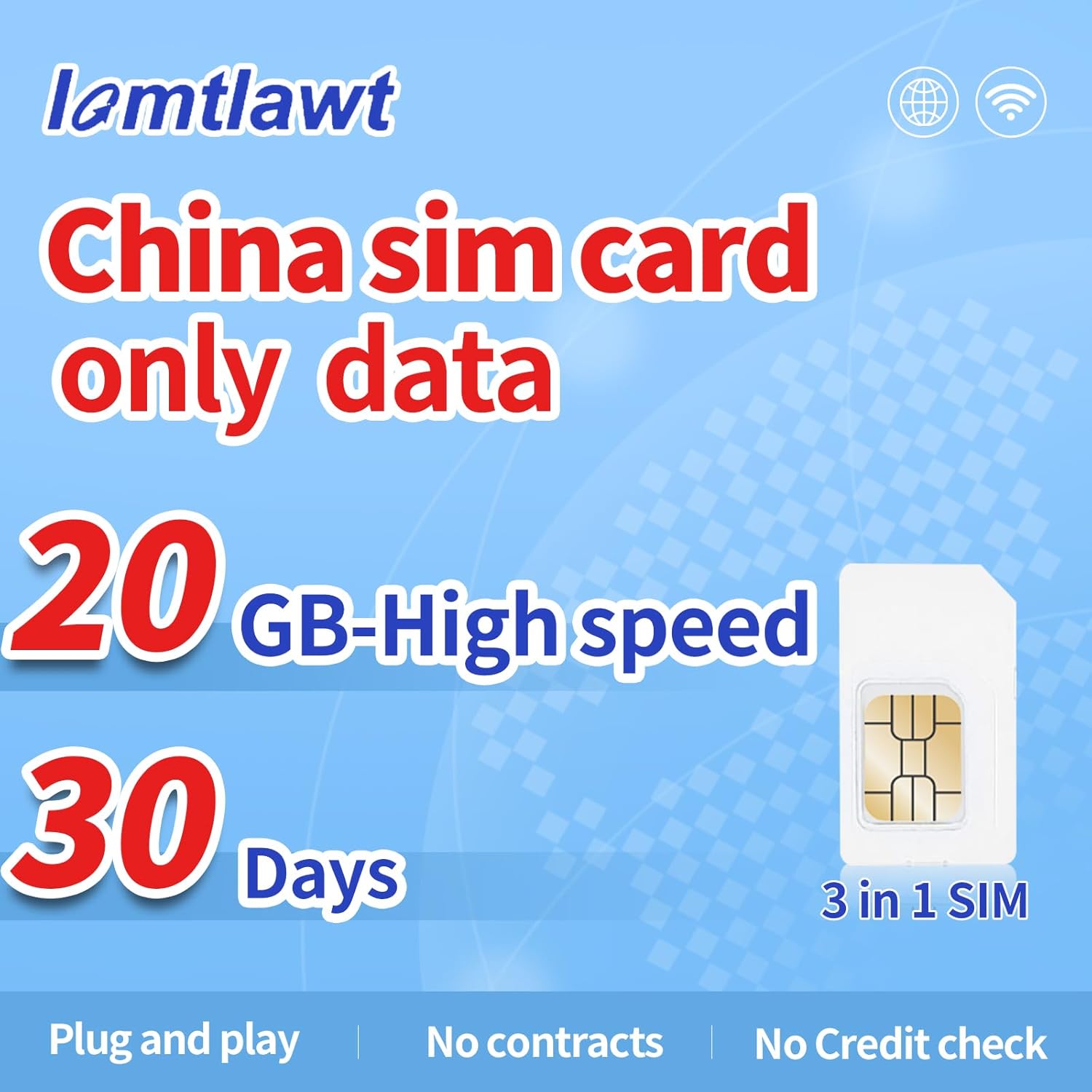 China SIM Card|Data only|20GB/30 Days+Unlimited 128Kbps|Mainland China, Hong Kong, Macau|Auto-Activation,No Contract|Support Google,Whatsapp,Facebook、Instagram and More (CH 20GB/30-B)