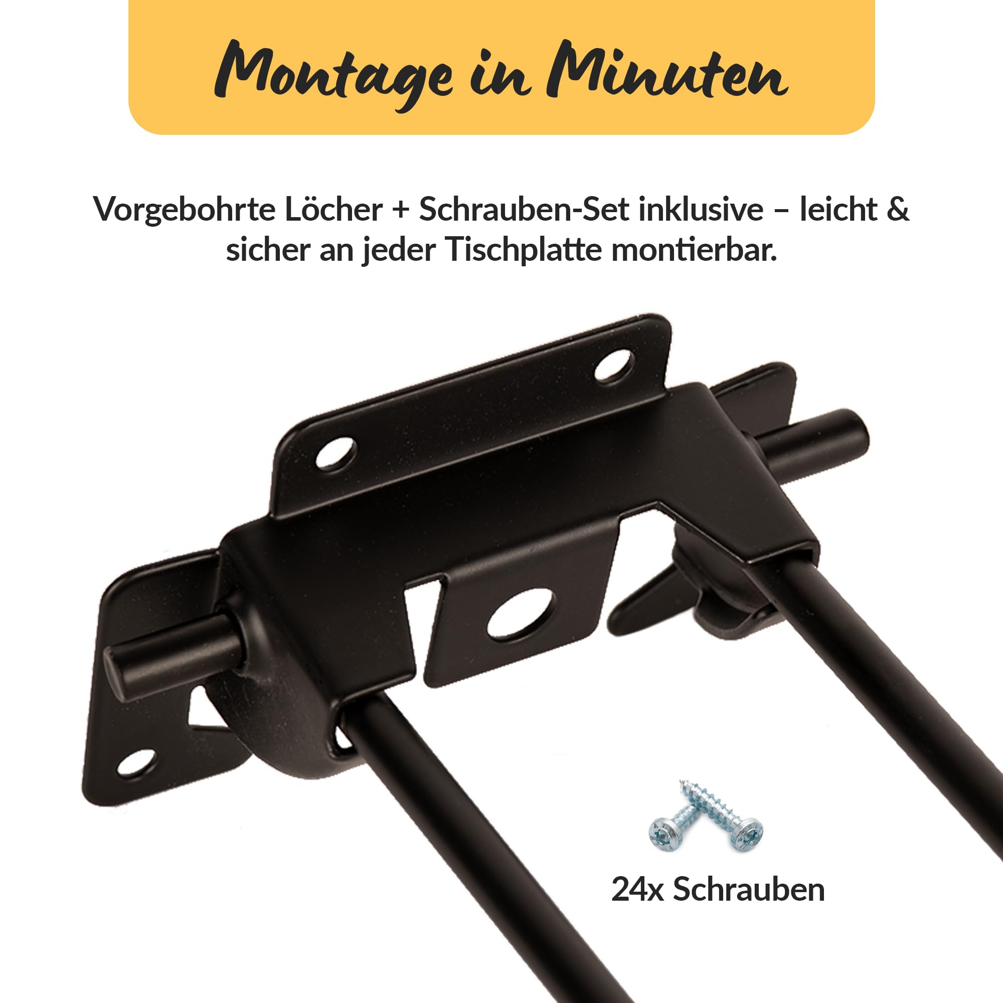 KYOOB Klappbare Haarnadel Tischbeine 50 cm mit hochwertigen Assy Schrauben | Metall-Tischbeine für Couchtisch & Beistelltisch | robuste Hairpin Legs | platzsparend, modern & leicht montierbar