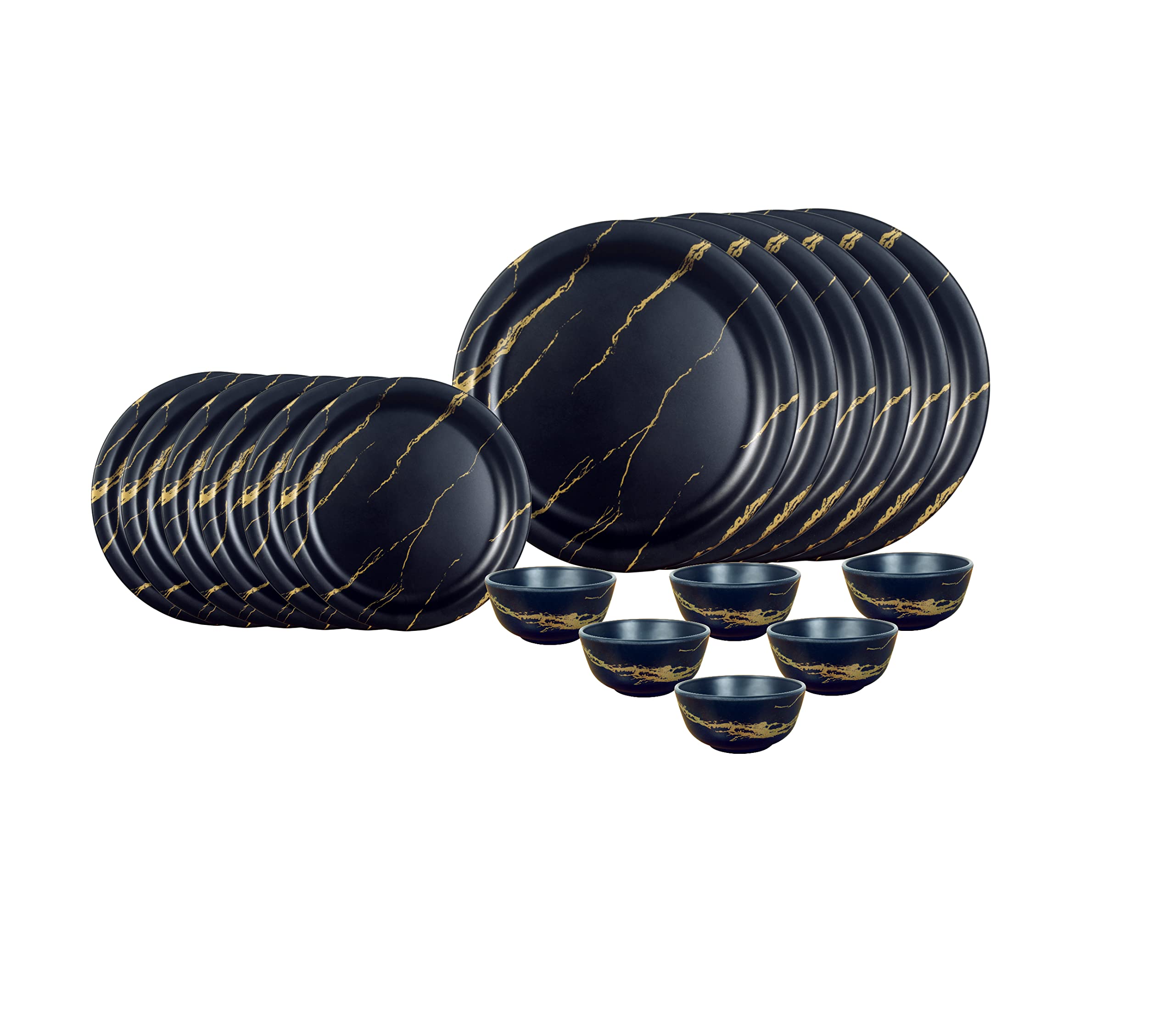 Cello Melmoware Dinner Set, Arista Matt Finish, 18 Pcs, Golden Stroke