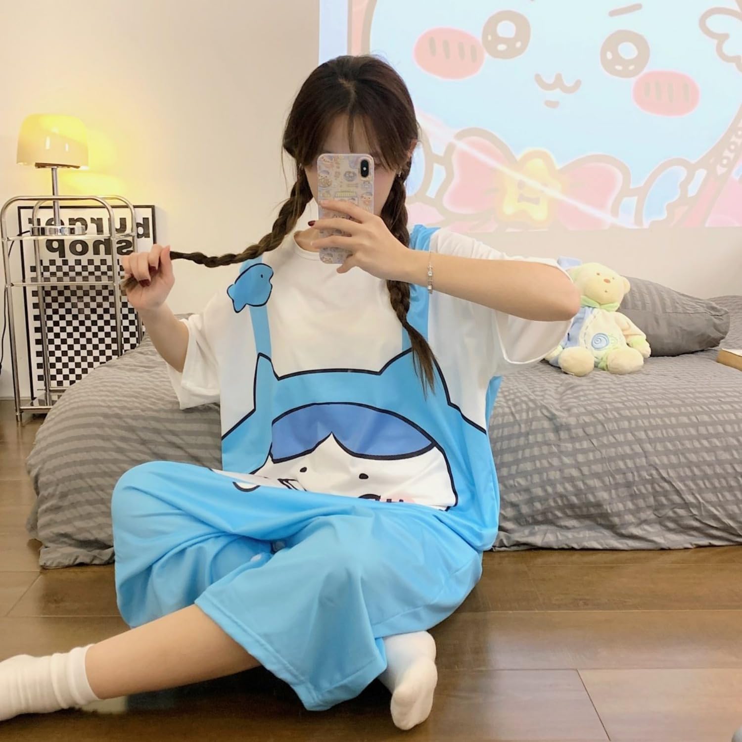 Amazon.co.jp: [Wfyjds] ちいかわ パジャマ 上下一体型 ハチワレ