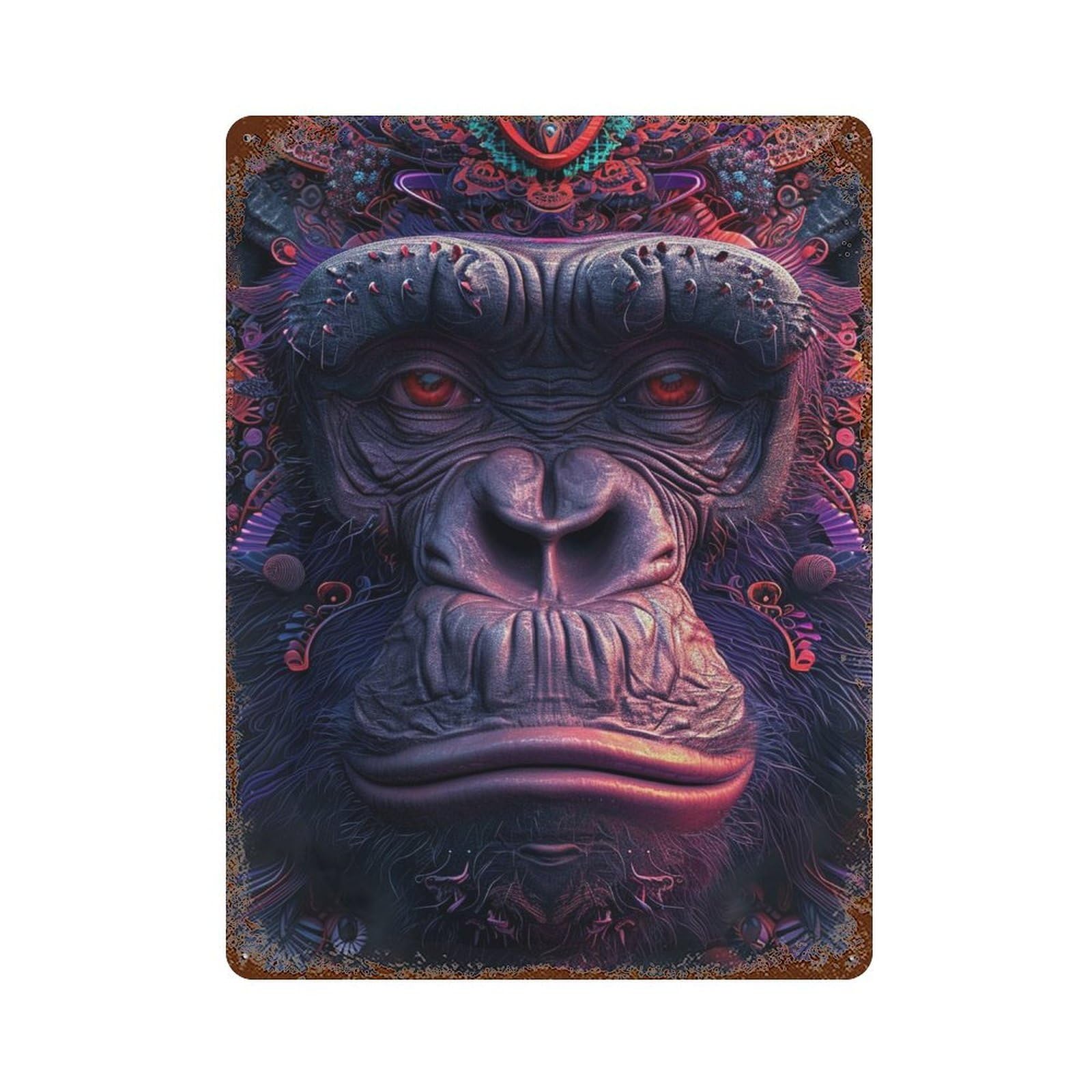 Monkey Art Print-2 15.7"x11.8" Vintage Rust Metal Sign, Classic Wall Plaque for Office, Studio And Wall Decor
