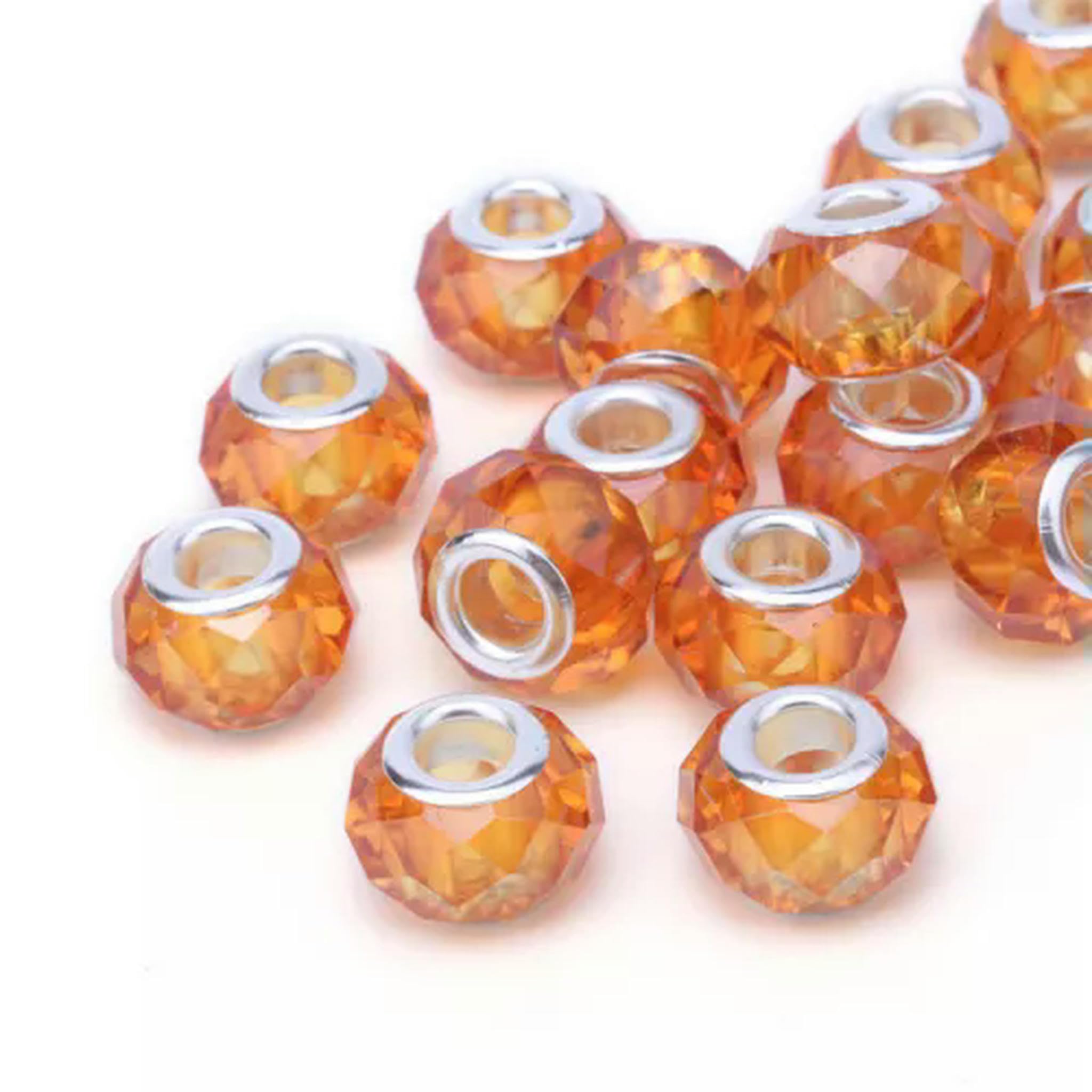 Koraliki z dużym otworem, Opakowanie 100 mosiężnych koralików z otworem 14x8 mm, wielokolorowe(IndianRed)