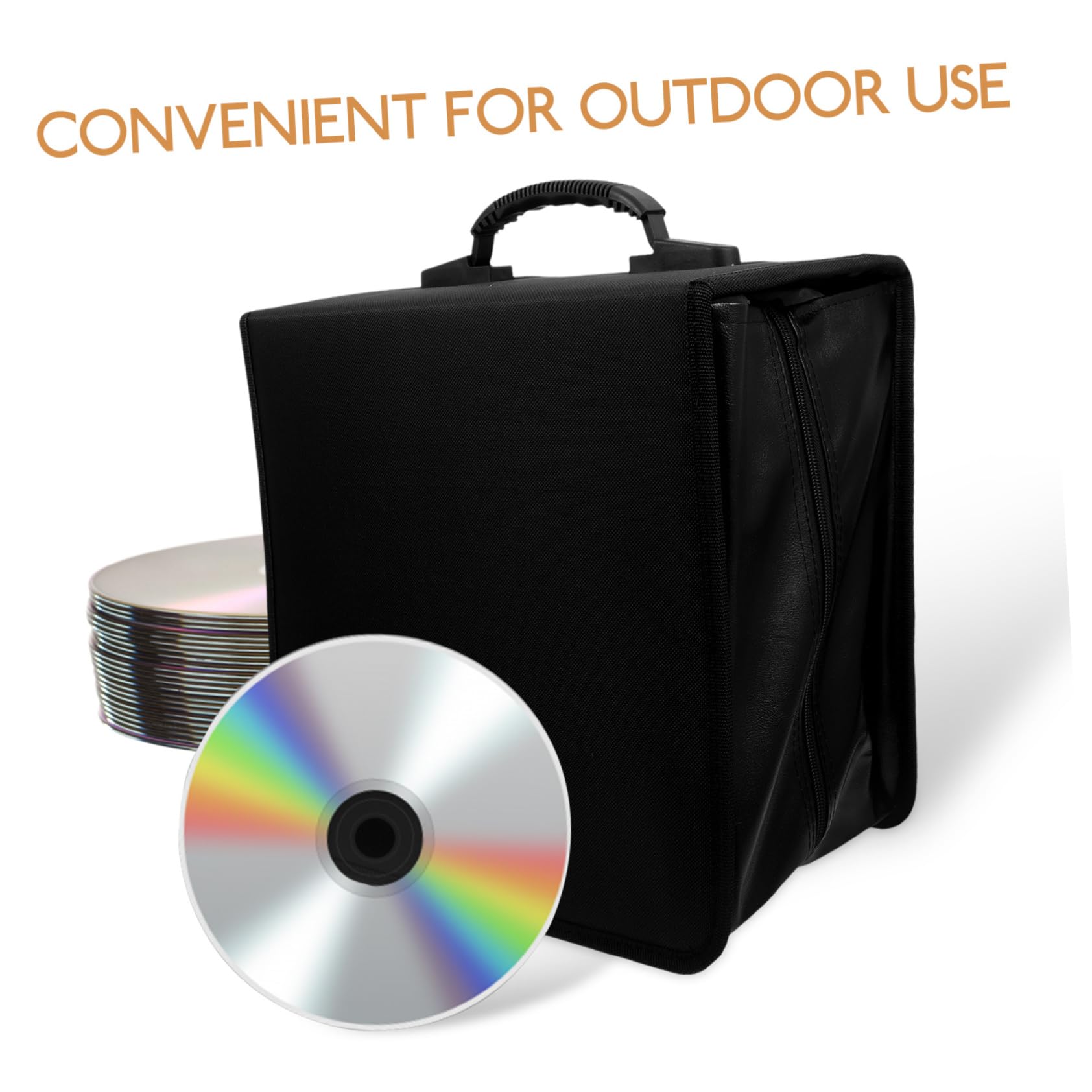 Portaoggetti Per Dvd in Pelle Pu Capacità Dischi Organizer Porta Cd Con Maniglia Raccoglitore Per Cd Dvd Album Di Archiviazione Nero