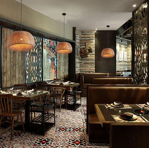 CSSYKV Bamboe Kroonluchter Japanse Stijl Dome Bamboe Rieten Lampenkap Industrieel Retro Bamboe Huishouden Restaurant Balkon Hangende Lampen 30cm Gang Gangpad Decoratieve Lampen E27 Lamphouder photo 3