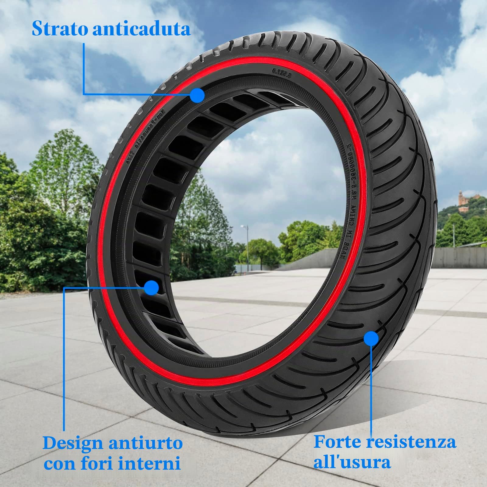 Gomme Piene Monopattino 8 1/2 x 2 per Xiaomi M365 PRO Pro2 1S 3, Gomma Piena Monopattino Antiforatura, Ruota Monopattino Elettrico 8,5 Pollici, 50/75-6.1 Pneumatico di Ricambio Antiscivolo