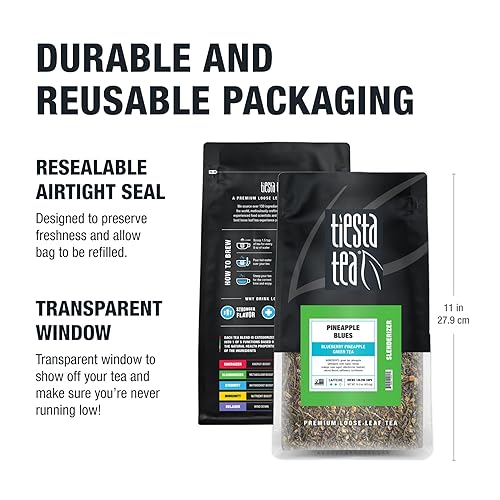 Vista 53 de Tiesta Tea - Máquina verde magra, hoja suelta, té verde cítrico claro, mezcla de hojas sueltas de primera calidad, cafeína media, prepara hasta 50