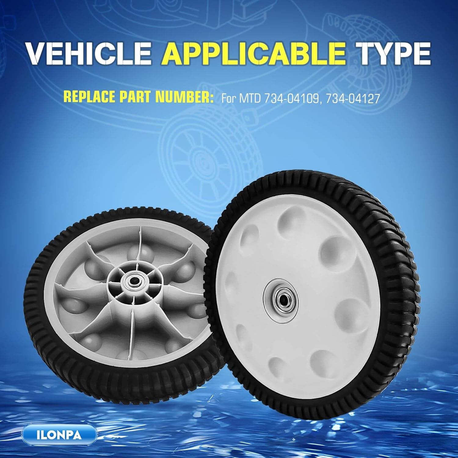 734-04127 Rear Wheel for MTD 734-04019 73404019 734-04127 Wave Rear Wheels (2 Pack)