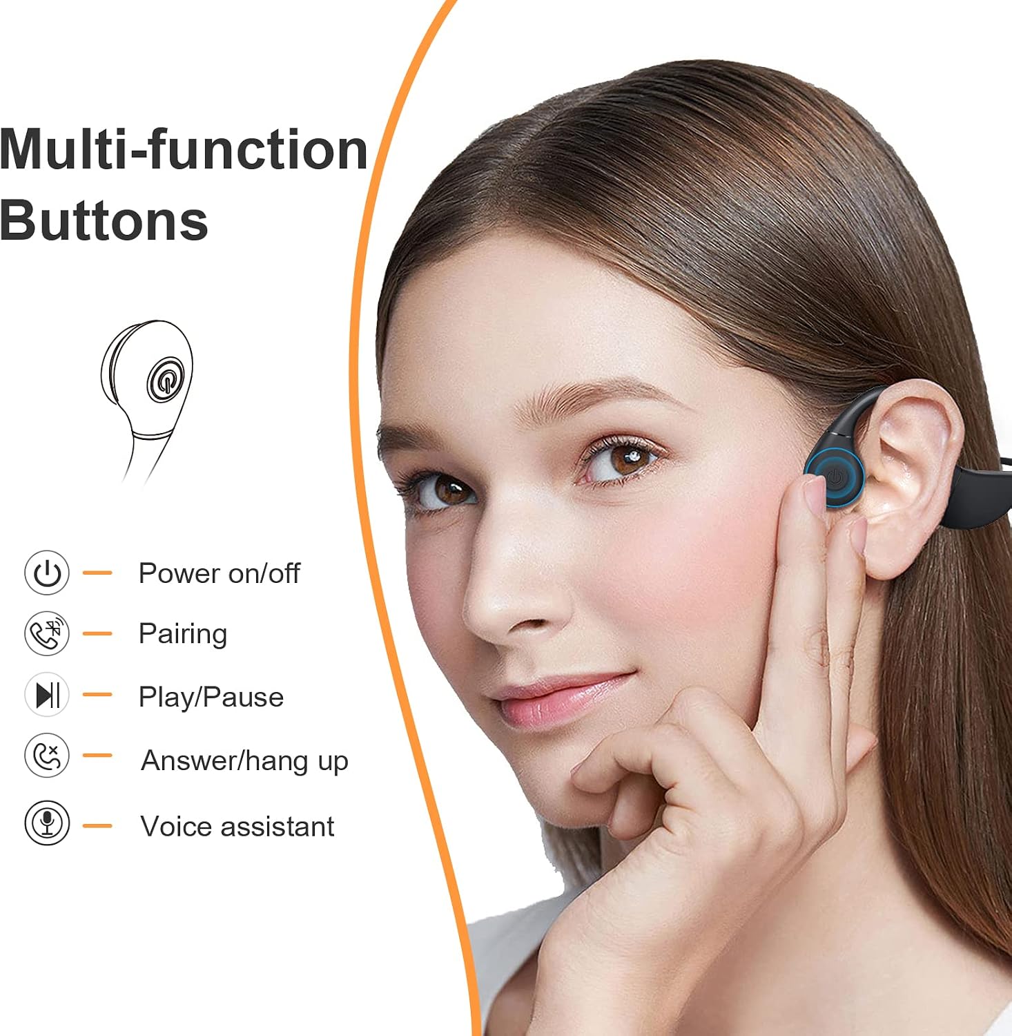 MONODEAL Bone Conduction Headphones with Mic, Bluetooth 5.3 Open Ear Headphones Wireless Waterproof Headsets, Sweat Resistant Wireless Earphones for Running, Work, Driving, Home Office(Black)