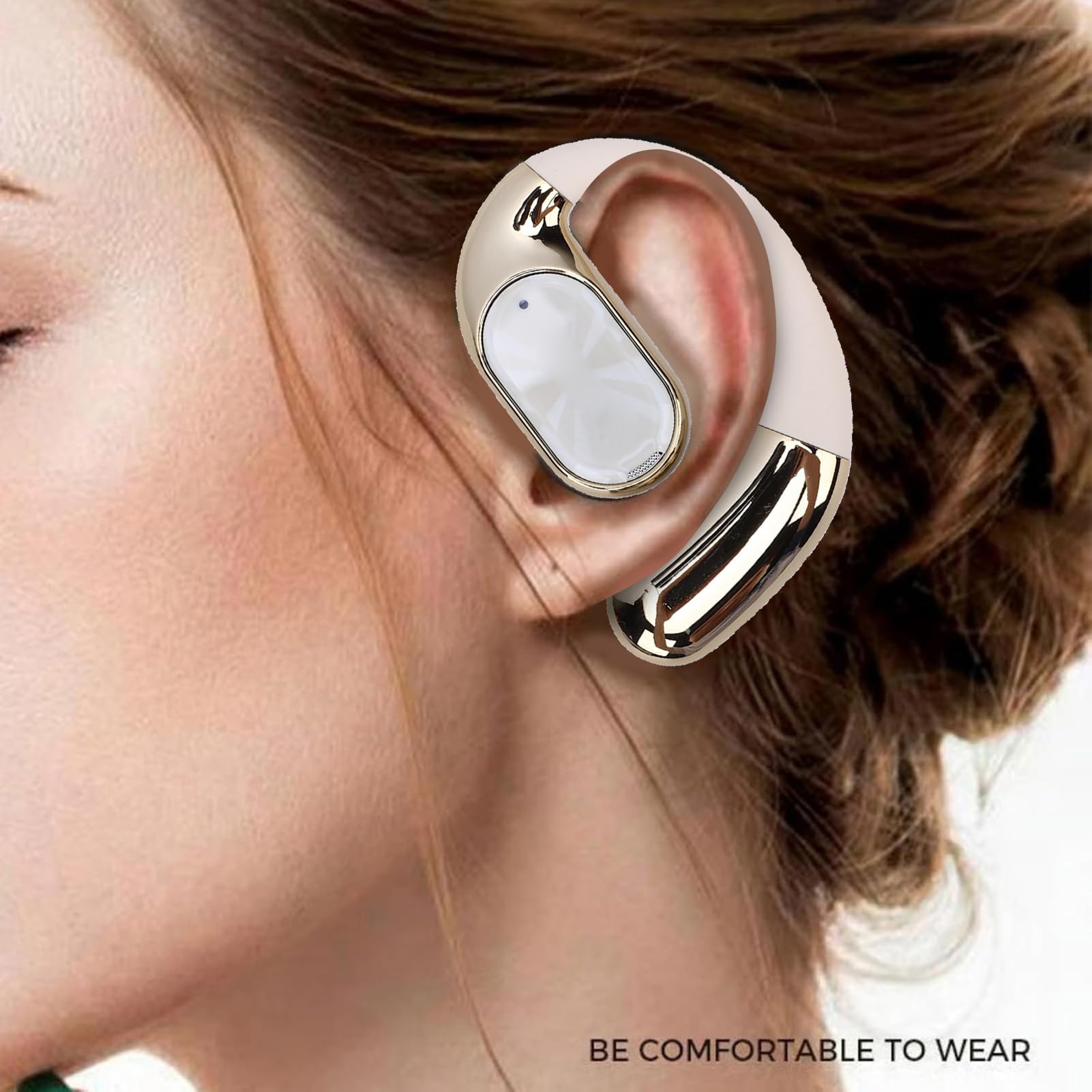 Auricolari Bluetooth, Auricolari con Cancellazione del Rumore de'orecchio Aperto a Doppia Piega (WHITE)