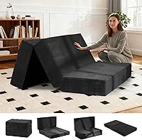 Vista 8 de Colchón plegable de tres pliegues de 6 pulgadas, sofá cama plegable con funda extraíble lavable, colchón de futón portátil de tamaño completo