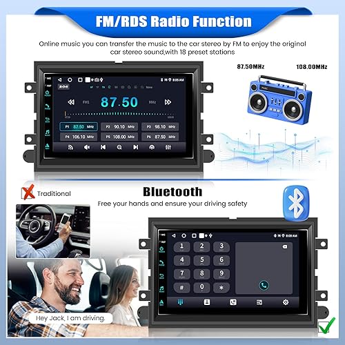 Miniatura 3 de 2+64G Android 15 Radio de coche estéreo para Ford F150F250F350 2004-2014 con Carplay inalámbrico, pantalla táctil de 7 pulgadas estéreo para coche