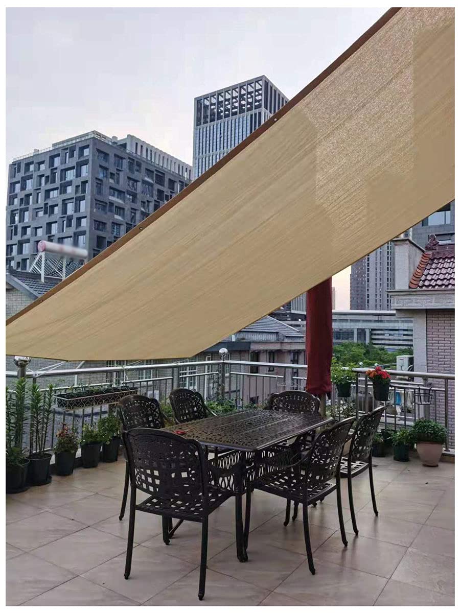 Voile d'ombrage rectangulaire 3x3 m couleur sable anti-UV extérieur
